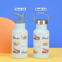 Termo de Acero Inoxidable con Alto Valor Estético, Taza Portátil con Pajita para Niñas, Botella de Vacío con Asa y Estampado para la Escuela