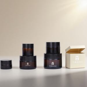 ขวดแก้วเปล่าสำหรับเครื่องสำอางพร้อมโลโก้สั่งทำ ขนาด 5 กรัม 10 กรัม 15 กรัม 20 กรัม 1 ออนซ์ 2 ออนซ์ 4 ออนซ์ 100 กรัม ขวดแก้วครีมบำรุงผิว 200 กรัม ขวดแก้วสีชาพร้อมฝาปิด - Product Image 1