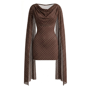 Viviblook Q26DS093 Vestidos de verano para mujer, nuevo vestido informal con estampado de lunares, sin mangas, cuello oscilante, lazo, ajustado, mini vestido ceñido al cuerpo - Product Image 4