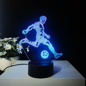 Grosir Pabrik lampu malam <span class=keywords><strong>3D</strong></span> lampu malam Led warna-warni bercahaya dekorasi rumah lampu meja akrilik sepak bola Remote Control - Product Image 6
