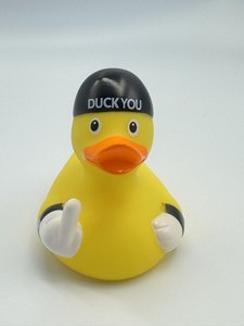 Logo personalizzato giallo cartone animato PVC vinile anatre da bagno giocattolo cigolante anatra di gomma resistente all'acqua per il bagno tempo di plastica per bambini - Product Image 1