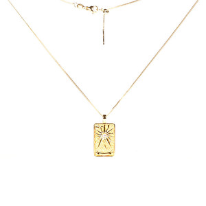 Joyería de latón de moda Rhinestone rectángulo <span class=keywords><strong>Tarot</strong></span> tarjeta 18K chapado en oro colgante collar - Product Image 4