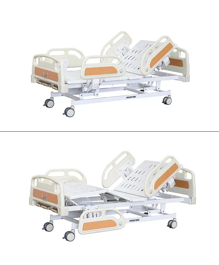 Mobile manual hospital bed three crank ABS side rail Manual Hospital Medical Patient Bed Price