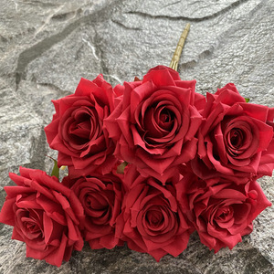 Bouquet de 7 grandes roses artificielles pour amoureux, fausse composition florale pour cérémonie de mariage, décoration florale pour table de salon à la maison - Product Image 1