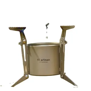 Muestra gratis CE Alcohol Burner Spirit Titanium estufa de campamento al aire libre con estufa de titanio con almacenamiento de combustible de 3oz para mochilero