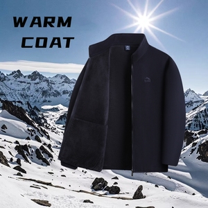 Otoño Invierno nueva chaqueta de lana Vintage para hombre con cuello levantado y cierre de cremallera ropa gruesa ecológica para papá abuelo - Product Image 4