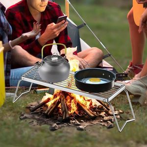 Outdoor Foldable Detachable Charcoal <b>BBQ</b> <b>Grill</b> Head Stand Portable Camping Stainless Steel Mesh Rack - Product Image 3