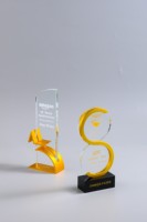 Trofeo de Campeón de Deportes Extremos con Base de Metal y Cristal Geométrico, Decoración de Oficina, Pintado con Impresión UV, Forma Personalizada, Nombre