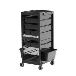 Chariot de rangement portable multi-niveaux en plastique noir pour salon de beauté et <span class=keywords><strong>coiffure</strong></span> - Product Image 1