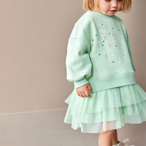 Stile dolce autunno e inverno nuovo vestito da principessa a maniche lunghe per bambini vestito in <span class=keywords><strong>tulle</strong></span> con giunzione a maglia stampata per bambina - Product Image 4