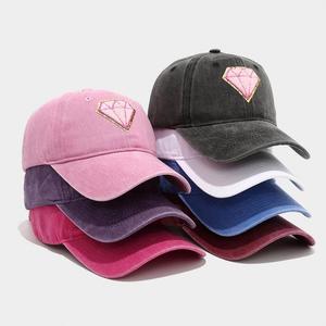 2025 New Arrival Women Lady Retro Diamond Patch Washed Cotton Baseball Cap Fashion Trendy Outdoor Sunshade Sports <b>Hat</b> - Product Image 1