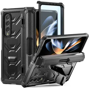 For Samsung Galaxy Z Fold 5 4 3 Phone Cases Full-Body Dual Layer Rugged Case With Built-in Screen Protector Kickstand+S Pen Slot