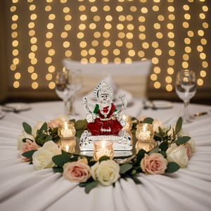 Statuette de déesse en polyrésine argentée de luxe, statue spirituelle complexe pour tableau de bord de voiture, temple domestique, décoration de mariage et cadeau - Product Image 3