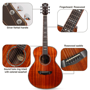 جيتار مصارع الثيران ، جيتار صوتي صغير احترافي 36 بوصة ، 6 سلاسل ، جيتار صوتي كهربائي للسفر - Product Image 3