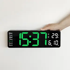 Horloge murale numérique grand écran avec température intérieure réveil Led nordique Simple pour salon et bureau avec télécommande
