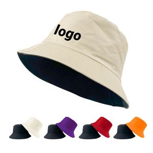 Promotion Chapeau Bob Réversible en Coton Pur de Haute Qualité Style Coréen Anti-UV avec Logo Brodé - Product Image 1