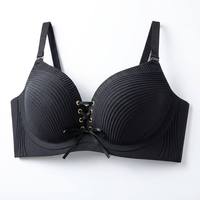 Nouveau Soutien-gorge Push-up 2026 à Texture Gaufrée, Orné de Œillets Dorés, à Lacets, Sans Armature, Bretelles en Satin Réglables, Bonnet 3/4, pour Usage Quotidien