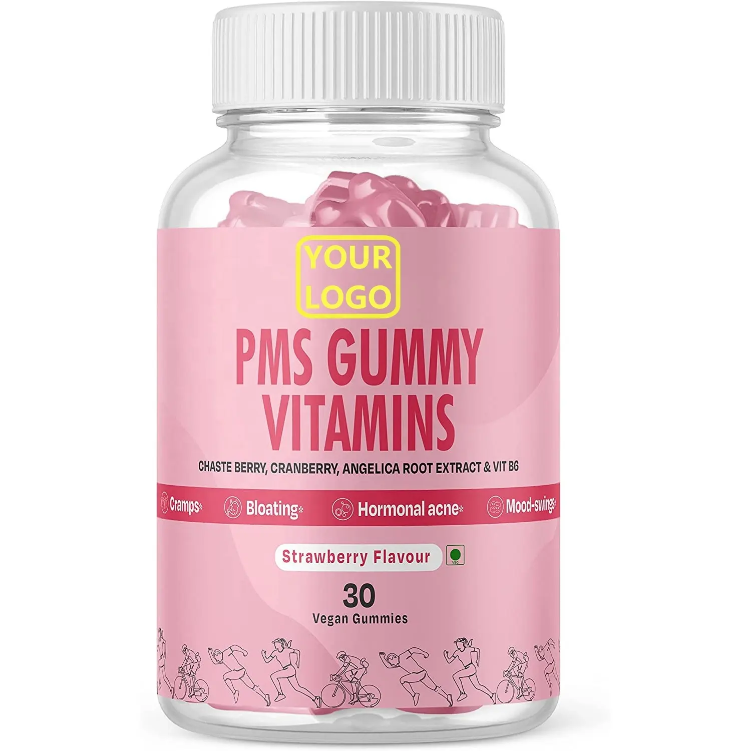 Gratis Kosten Ontwerp & Label Pms Gummies Pms Gummy Vitaminen Vrouwen Multivitaminen Gummies