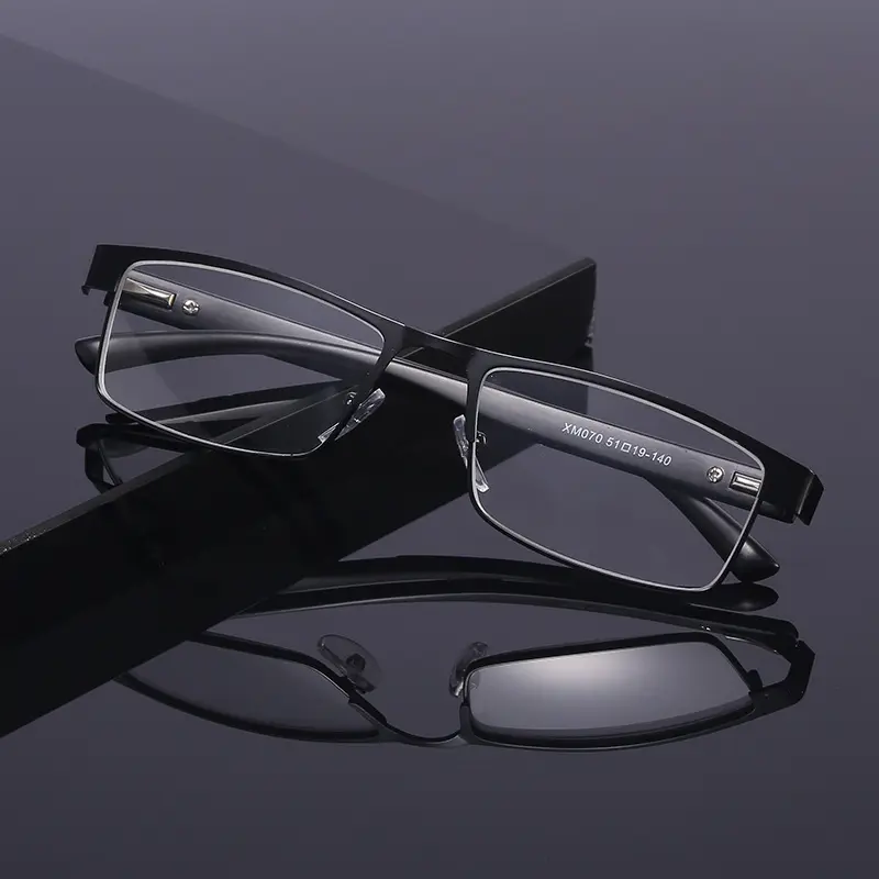 高品質の金属製ハーフフレームメガネ老眼メガネ0.75〜4.0男性ユニセックス眼鏡スプリングヒンジ付き老眼鏡