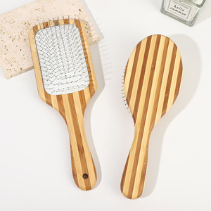 Cojín de aire de bambú natural con logotipo personalizado, peine de masaje, agujas de acero, alfileres, cepillo de pelo de paleta, extensión de peluca, cepillo de pelo desenredante - Product Image 4