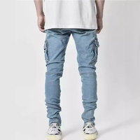 Pantalons décontractés pour hommes Vêtements de grande taille usés Jeans cargo micro-élastiques serrés coupe slim pour hommes