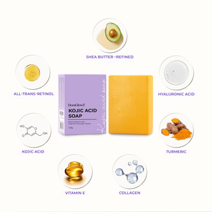 Jabón en barra blanqueador de Ácido Kójico de alta calidad con cúrcuma y manteca de karité para piel seca-Limpieza suave e hidratante - Product Image 3
