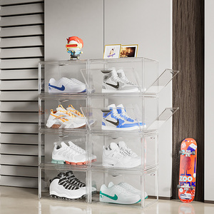 Boîte à chaussures de basket-ball en acrylique Transparent Extra Large, boîte de rangement en plastique, <span class=keywords><strong>Cube</strong></span> empilable, boîtes de rangement en acrylique - Product Image 3