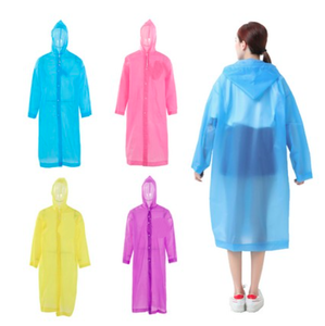 معطف مطر خفيف الوزن من مادة EVA مع غطاء للرأس، مقاوم للماء، يمكن التخلص منه، مناسب للسفر والطوارئ والفعاليات الخارجية والهدايا الترويجية، مع إمكانية طباعة شعار مخصص - Product Image 1
