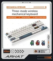 Clavier mécanique Darmoshark K6 sans fil 2.4g, troisième examen simulé, 87 touches, prise en charge de la rétroéclairage RVB, clavier de jeu