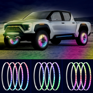 15/17/19 Inch Đuổi Theo Màu Sắc 4Pcs Tự Động Bánh Xe Ánh Sáng Rim Ánh Sáng Kit 12V Không Thấm Nước Ứng Dụng Điều Khiển Cho Xe Tải Bầu Không Khí Ánh Sáng - Product Image 4