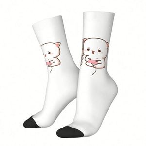 Calcetines Personalizados para Parejas, Diseño Mochi Cat Peach y Goma, Antibacterianos, Cálidos, Divertidos y Originales, para Hombre y Mujer, Suministro ODM - Product Image 2