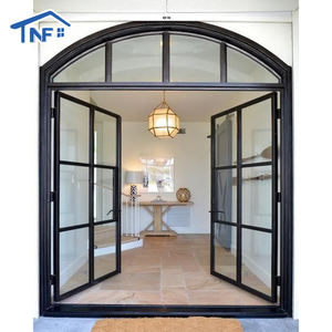 باب فرنسي مقوس مزدوج من الألومنيوم معزول حراريًا بزجاج مزدوج للشقق والفلل - Product Image 1