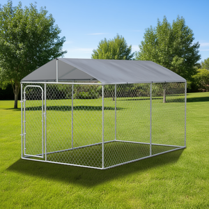 Robuste 13 'X 7.5' X 7.5 'en acier galvanisé chenil pour chien parc verrouillage sécurisé parois latérales en maille couverture étanche pour cage pour animaux de compagnie - Product Image 2