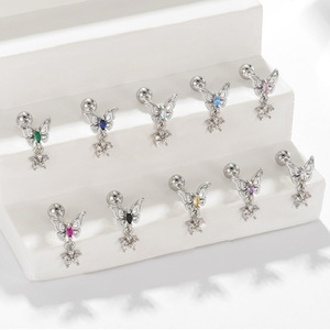 ZUOLA Gioielli per <span class=keywords><strong>Piercing</strong></span> di Alta Qualità, Orecchino a Farfalla Personalizzato con Zirconi, <span class=keywords><strong>Piercing</strong></span> Labret per Labbra, <span class=keywords><strong>Piercing</strong></span> <span class=keywords><strong>Trago</strong></span> in Titanio Placcato <span class=keywords><strong>Argento</strong></span> - Product Image 2