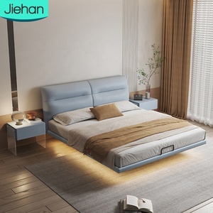 Nuovo Design camera da letto mobili a buon mercato prezzo personalizzato comodo per dormire blu moderno regina dimensione galleggiante letto con schienale per adulti - Product Image 1