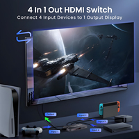 Conmutador HDMI SYONG 4K60Hz 4 en 1 Salida Ultra HDR con Control Remoto HDMI2.0*5 Puertos 18Gbps de Alta Velocidad para TV, Laptop, Oficina, Plug and Play