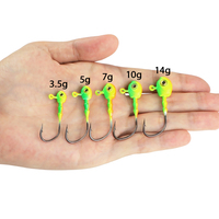 Nouveaux hameçons de pêche à tête plombée 3.5g/5g/7g/10g/14g avec yeux 3D, têtes de jig pour leurres nageurs, pour la pêche au poisson-chat et au bar en eau douce/eau salée