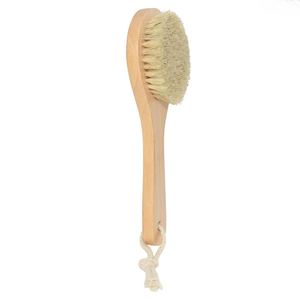 Natural Bristle Short Handle Bamboo Bath <b>Brush</b> Suitable for <b>Back</b> Skin Clean - Product Image 3