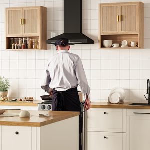 Armoire murale de salle de bain SENYU en bois avec poignées en laiton, 3 étagères, unité de rangement de style scandinave - Product Image 6