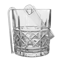Seau à glace en verre et pinces avec poignées, 900 ml, accessoires de bar pour la maison, seaux à glace pour les fêtes, seau à champagne, congélateur en verre