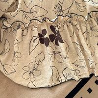 Parure de lit 4 pièces en velours de lait végétal 100 % polyester, motif floral botanique vintage français, avec volants élégants