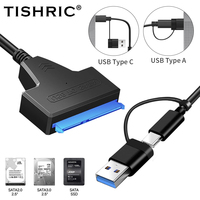 TISHRIC-Câble de Disque Dur 2 en 1 SATA 22 Broches vers Type-C USB 3.0 Câble de Disque Dur Externe HDD SSD Adaptateur pour Ordinateur Portable PC