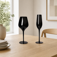 Ensemble de verres à vin noirs brillants élégants SUNYO, flûtes à champagne de luxe, verres sans plomb, gobelets pour fêtes, mariages, décorations d'événements
