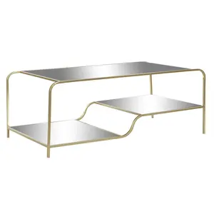 METAL <b>COFFEE</b> <b>TABLE</b> with <b>MIRROR</b> 120X60X45 MATTE GOLD - Product Image 1