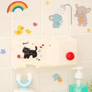 Cartoon Hair Dryer Storage Rack Waterproof <b>Plastic</b> Wall-Mounted <b>Bracket</b> Thickened Cylinder Design Simple Bathroom Storage Shelf - Product Image 5