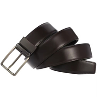 Ceinture en cuir de vachette à deux couches pour homme, largeur 3,4 cm, avec boucle ardillon perforée, boucle ardillon métallique classique, ceinture décontractée pour jeans et tenues professionnelles