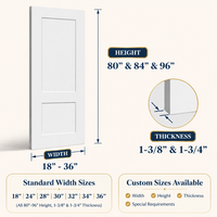 Pintu Interior Inti Padat 2 Panel Putih Berlapis Primer Ukuran 80 Inci