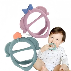 Mordedor de bebé de silicona de grado alimenticio sin BPA al por mayor juguete sensorial para bebé nunca se le cae dentición Gelang Mainan mordedor Bayi Silikon - Product Image 2