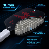 Pala de Pickleball Profesional T700 con Núcleo de Panal de Abeja de 16 mm de Grosor, Superficie de Fricción con Textura Micro Esmerilada, Fibra de Carbono Cruda con Recubrimiento UV