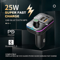 Modulateur FM Bluetooth pour voiture, chargeur de voiture multi-ports, appel téléphonique mains libres, lumière RVB, adaptateur audio pour voiture 12V 24V